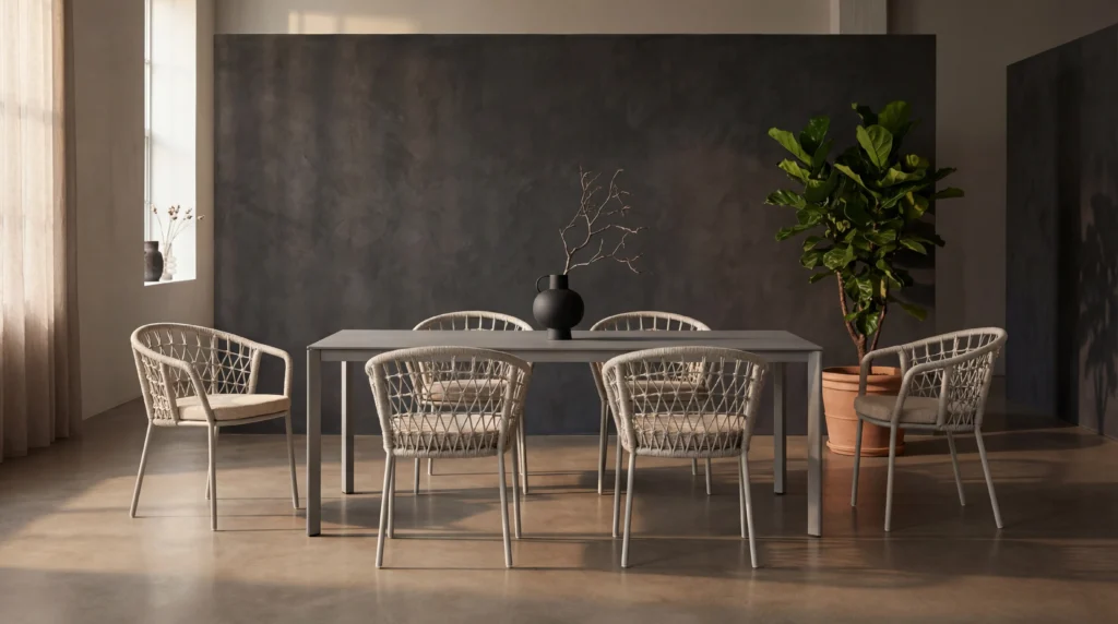 Sedia da pranzo in corda da esterno per il settore horeca