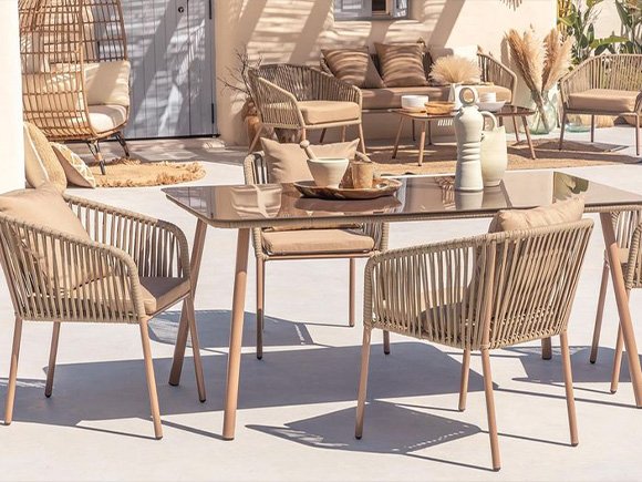 Chaise d’extérieur avec tressage en corde pour espace jardin