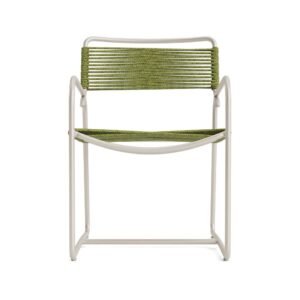 Moderner Outdoor-Stuhl mit kontinuierlichem Gestell und horizontalem Olefin-Seilgeflecht, Produktbild 01
