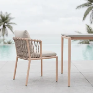 Chaise de salle à manger d'extérieur sans accoudoirs moderne en corde tissée