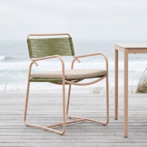 Fauteuil de salle à manger extérieur empilable en corde métallique
