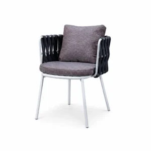 Mira Woven Strap Metal Outdoor Dining Armchair