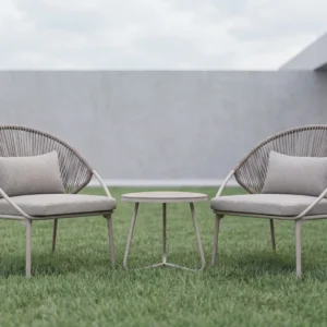 fauteuil d'extérieur en corde en forme d'éventail taupe clair