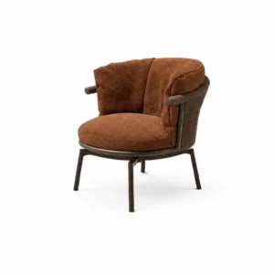 Corda Cushioned Woven Metal Outdoor Lounge Armchair