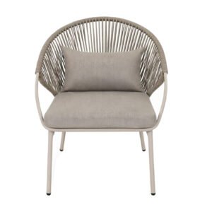 Helltaupefarbener, fächerförmiger Outdoor-Sessel aus Seil