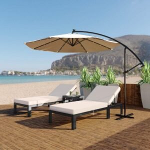 Chaise longue de piscine extérieure avec dossier réglable et roues faciles à déplacer