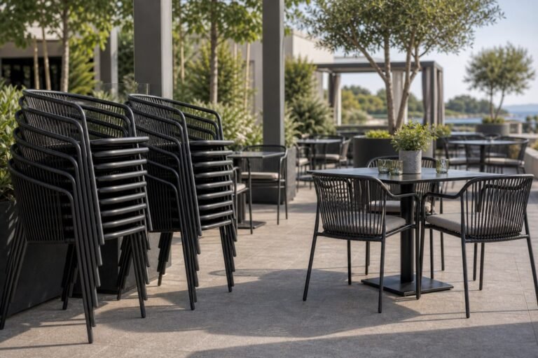 Stapelbare eetkamerstoelen voor buiten, groothandel voor commerciële terrasprojecten