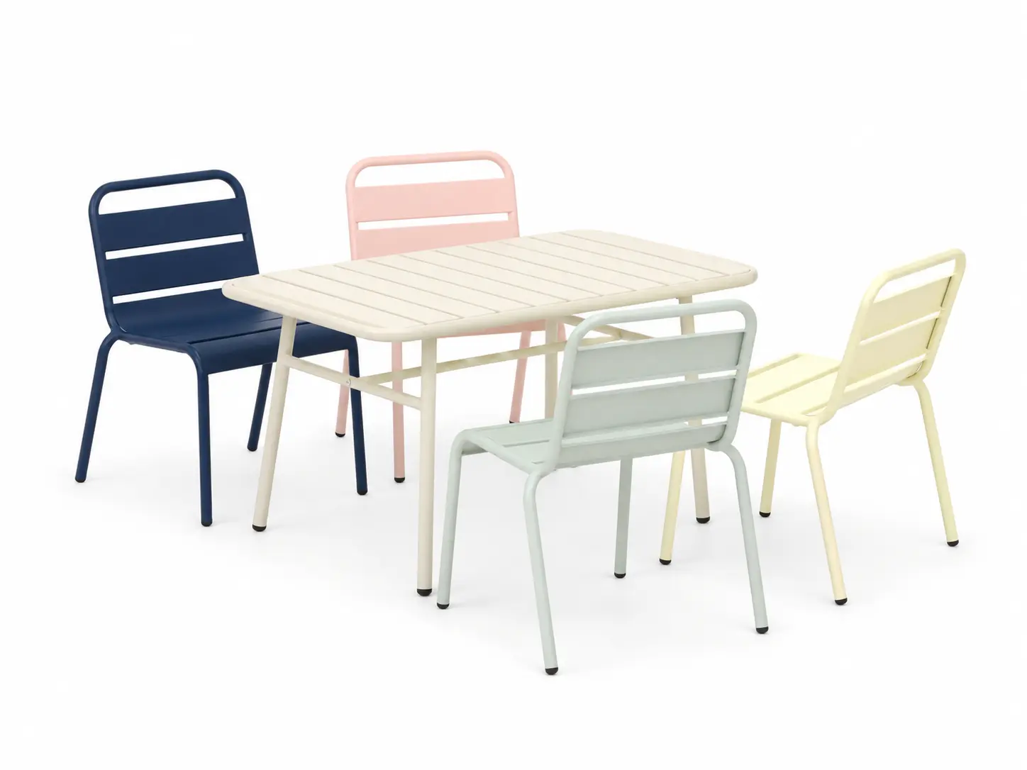 Ensemble de salle à manger d'extérieur en métal coloré 5 pièces Luma