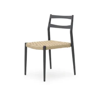 Chaise de salle à manger d'extérieur en métal avec corde tissée Nerio